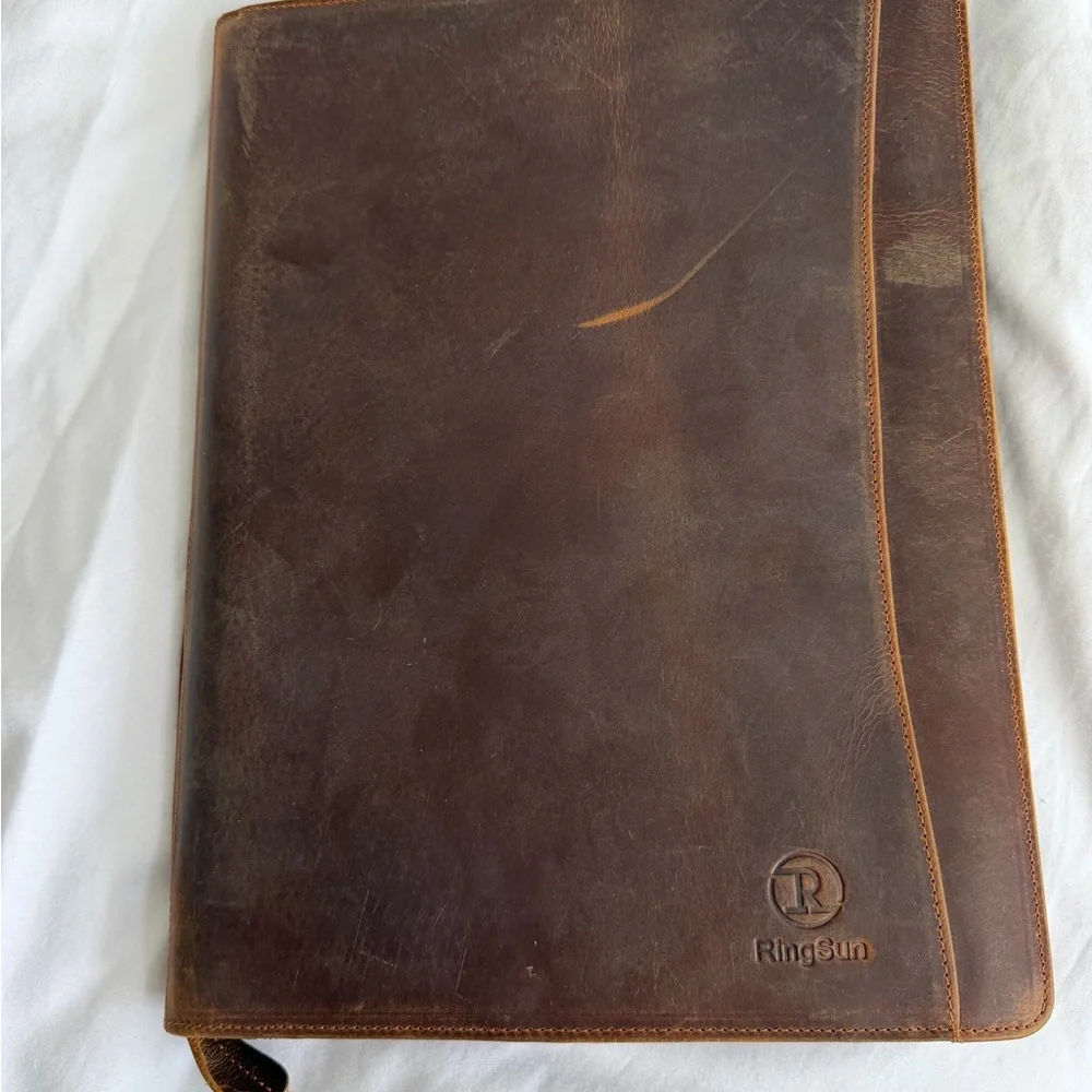 RingSun Dark Brown Leather Binder